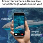 A person holding the new Google Pixel 10 Pro XL in Jade Green featuring the Super Actua Display and the Gemini AI home screen interface on a wooden desk.