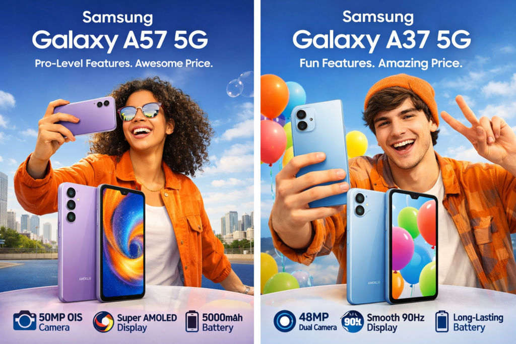 Samsung Galaxy A57 5G and Galaxy A37 5G Launched in India: Slimmest Design, 6-Year Updates & Pro AI Features Starting at ₹41,999!