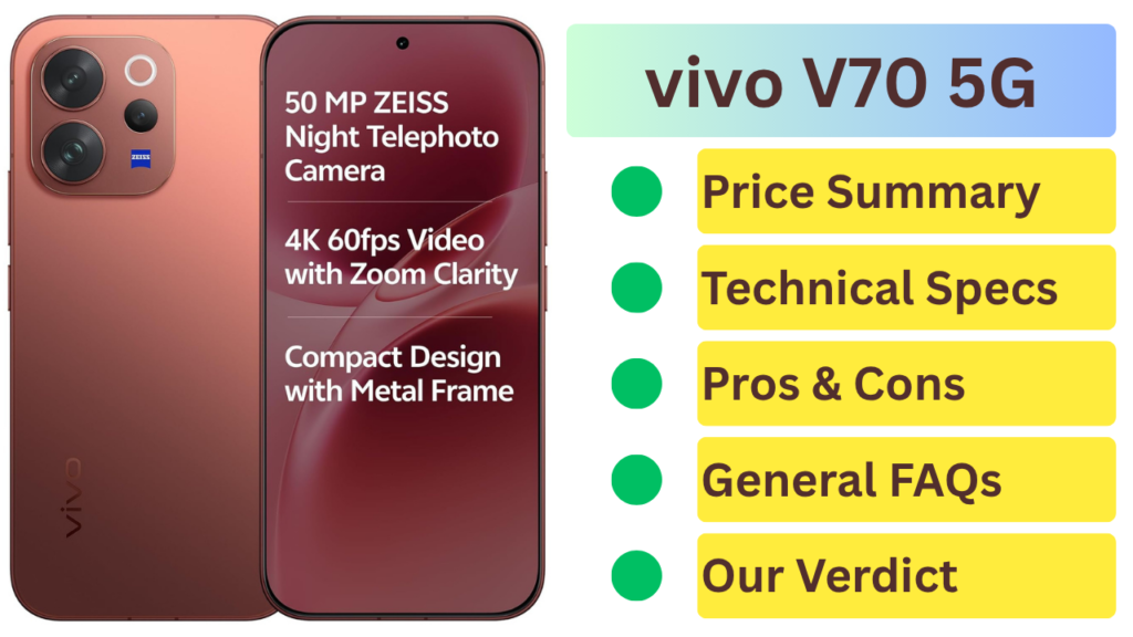 vivo V70 5G Smartphone Launched in India: 6500mAh BlueVolt Battery & ZEISS Camera Set to Kill Flagships!